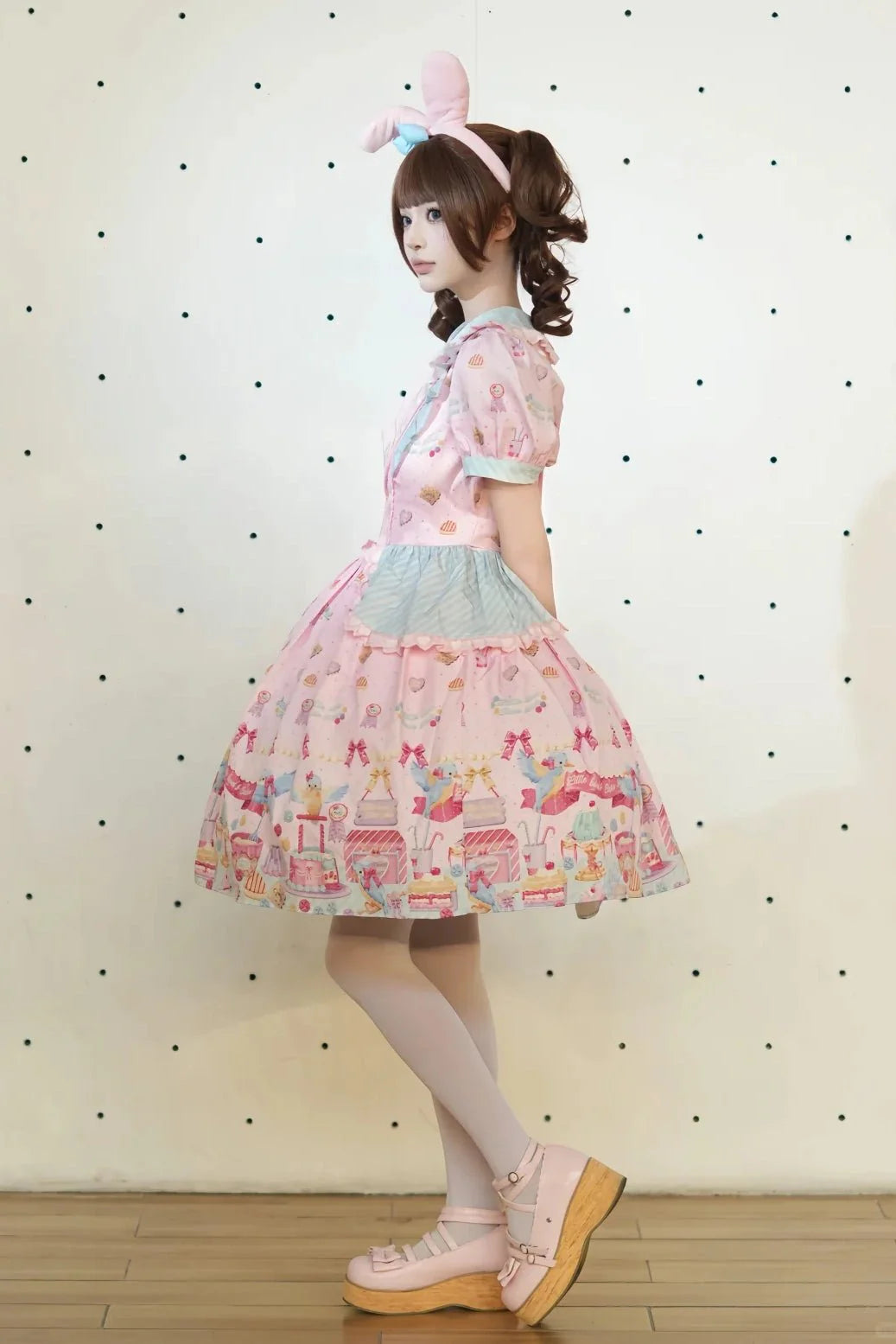 Kingfisher Pastry Chef Sweet Print Lolita OP Dress - LolitaEraBlack OP+SashSKingfisher Pastry Chef Sweet Print Lolita OP Dress