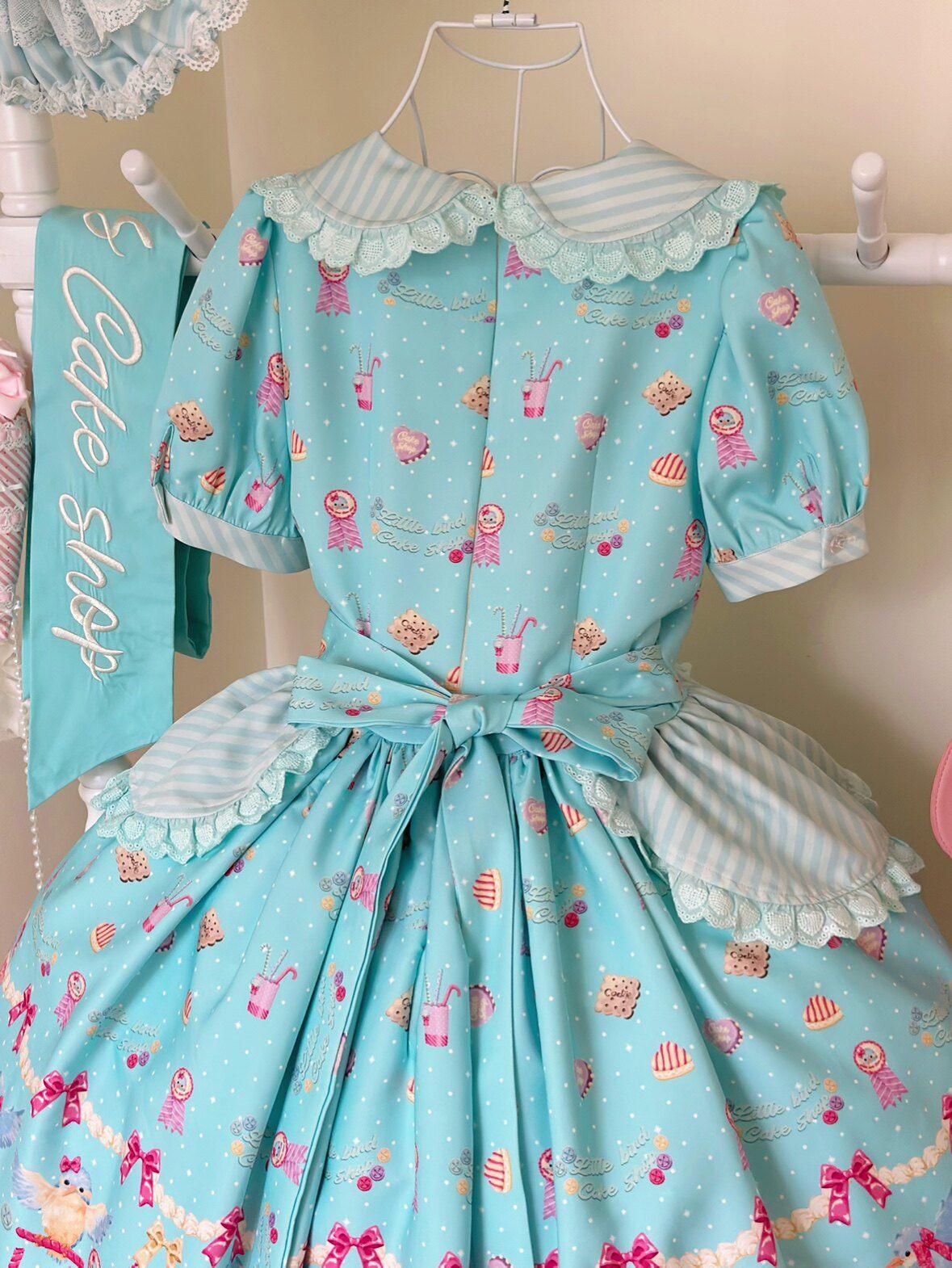 Kingfisher Pastry Chef Sweet Print Lolita OP Dress - LolitaEraBlack OP+SashSKingfisher Pastry Chef Sweet Print Lolita OP Dress