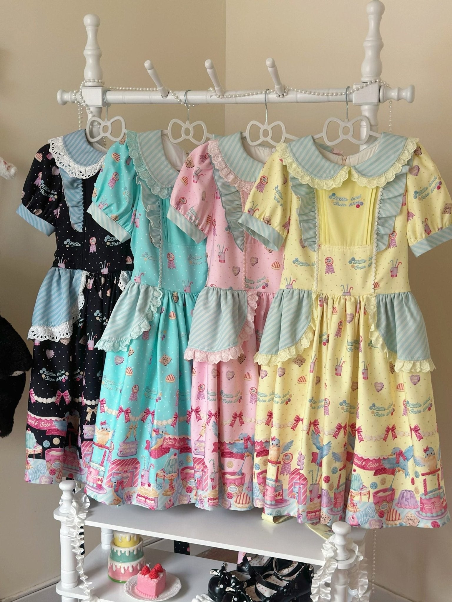 Kingfisher Pastry Chef Sweet Print Lolita OP Dress - LolitaEraBlack OP+SashSKingfisher Pastry Chef Sweet Print Lolita OP Dress