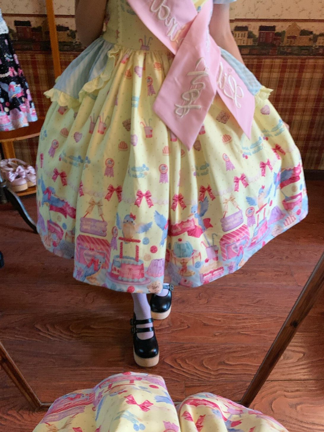 Kingfisher Pastry Chef Sweet Print Lolita OP Dress - LolitaEraBlack OP+SashSKingfisher Pastry Chef Sweet Print Lolita OP Dress