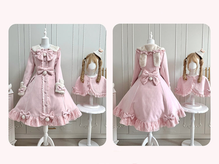 Nico Rabbit Lolita Original Autumn & Winter Sweet Style Pink Woolen Coat Outerwear