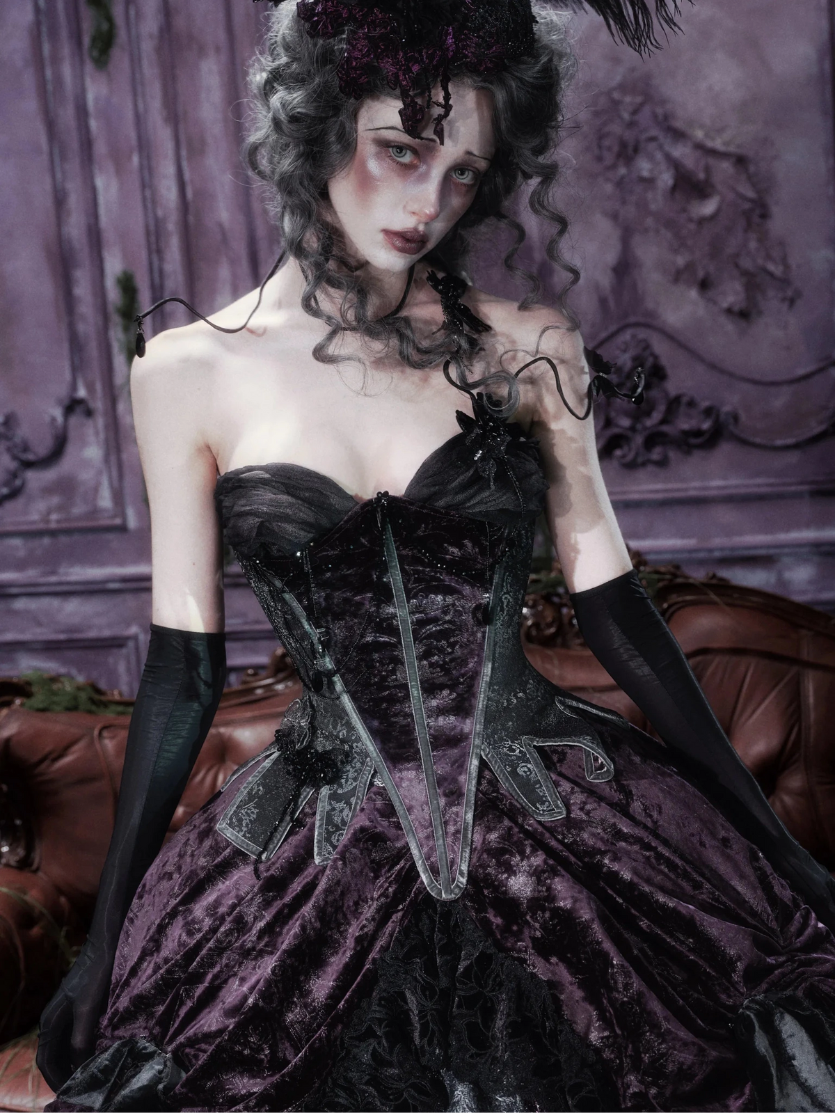 Legacy of the Departed Gothic Dark Butterfly Specter Boned Corset - LolitaEra