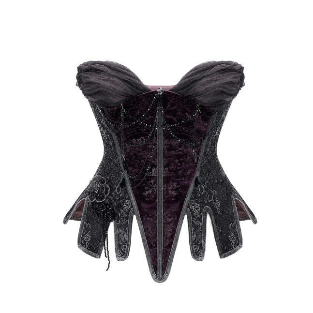 Legacy of the Departed Gothic Dark Butterfly Specter Boned Corset - LolitaEra