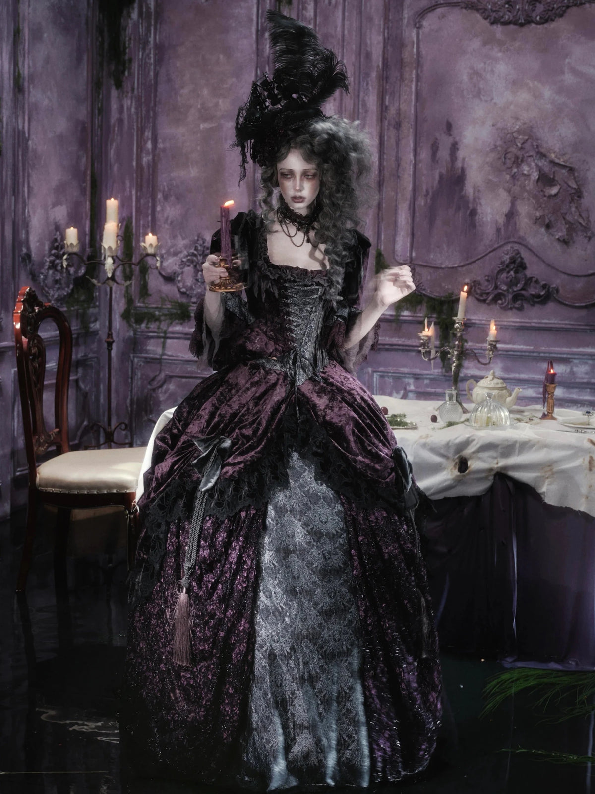 Legacy of the Departed Gothic Dark Drowned Earl Purple Evening Skirt - LolitaEra
