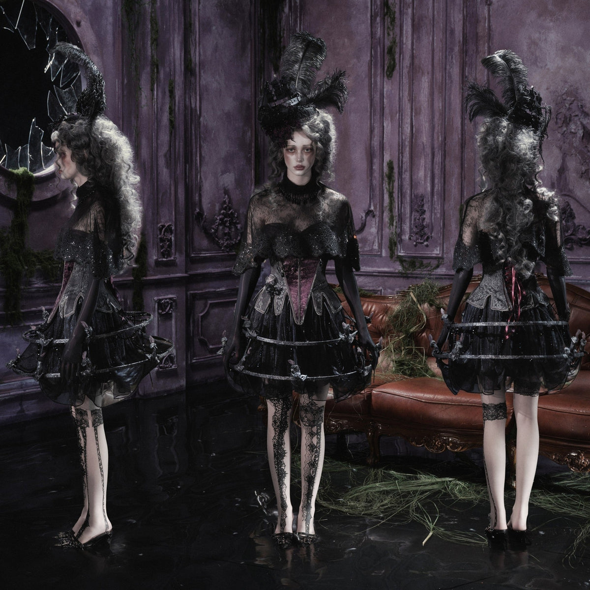 Legacy of the Departed Gothic Dark Lace Black Cape Outerwear - LolitaEra