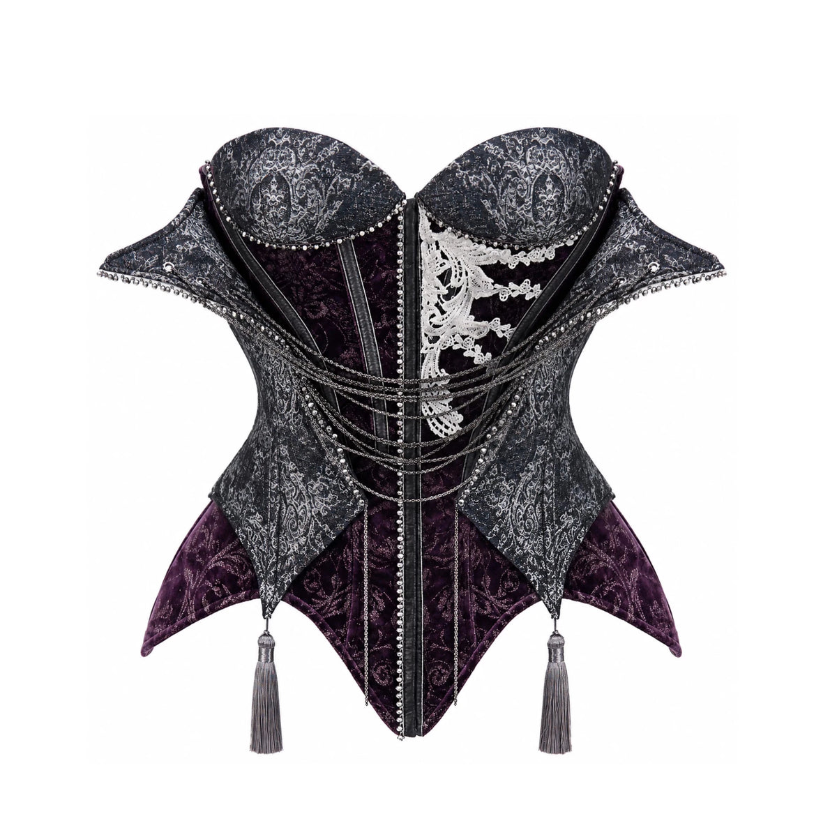 Legacy of the Departed Gothic Dark Rib Specter Purple Boned Corset - LolitaEra