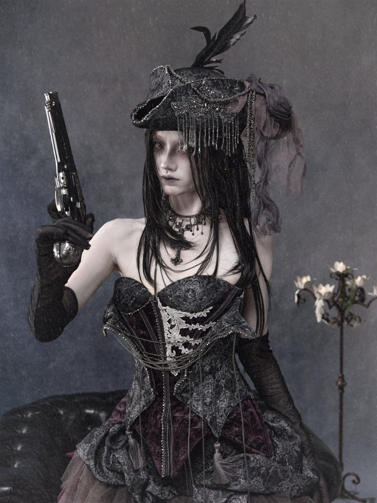 Legacy of the Departed Gothic Dark Silent Mary Pirate Hat - LolitaEra