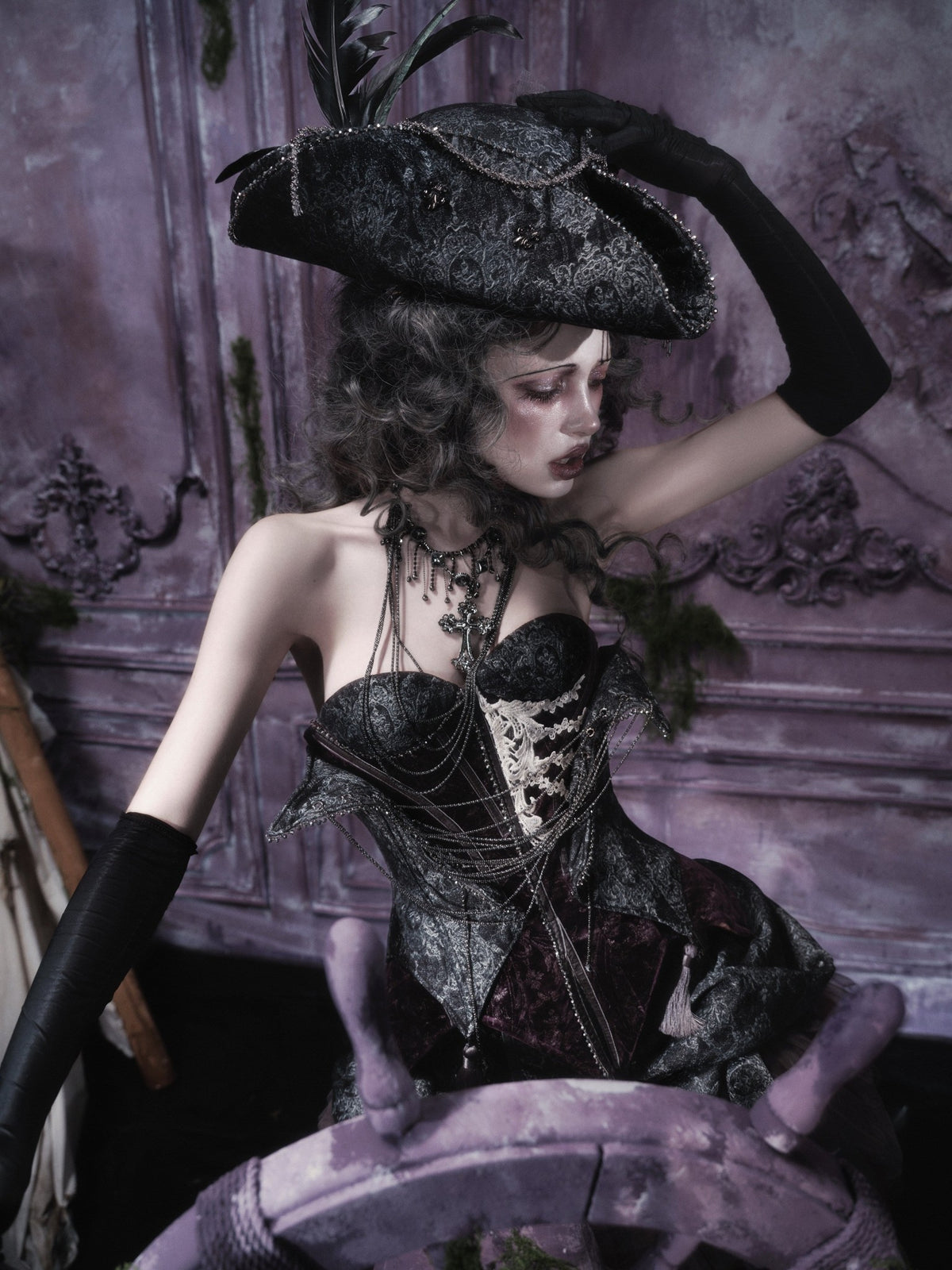 Legacy of the Departed Gothic Dark Silent Mary Pirate Hat - LolitaEra