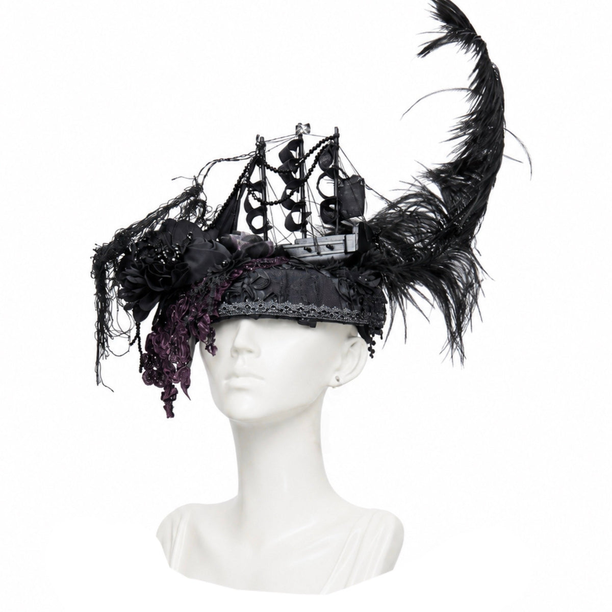 Legacy of the Departed Gothic Dark Silent Mary Sailing Ship Hat - LolitaEra