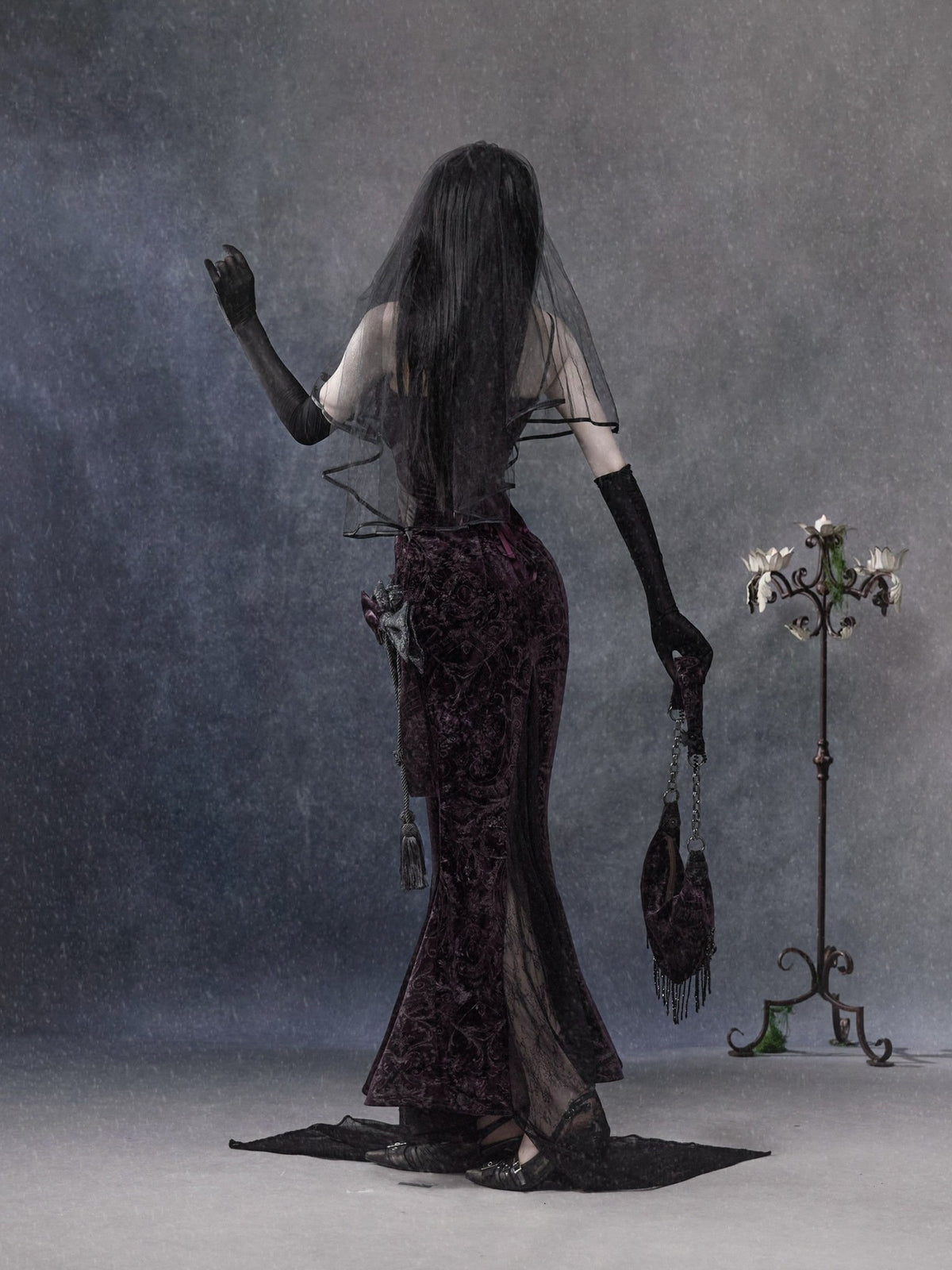 Legacy of the Departed Gothic Dark Spectral Train Slip Dress - LolitaEra