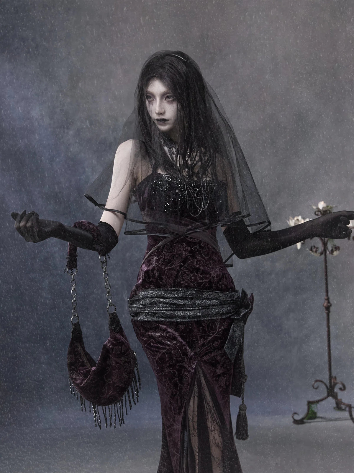 Legacy of the Departed Gothic Dark Spectral Train Slip Dress - LolitaEra
