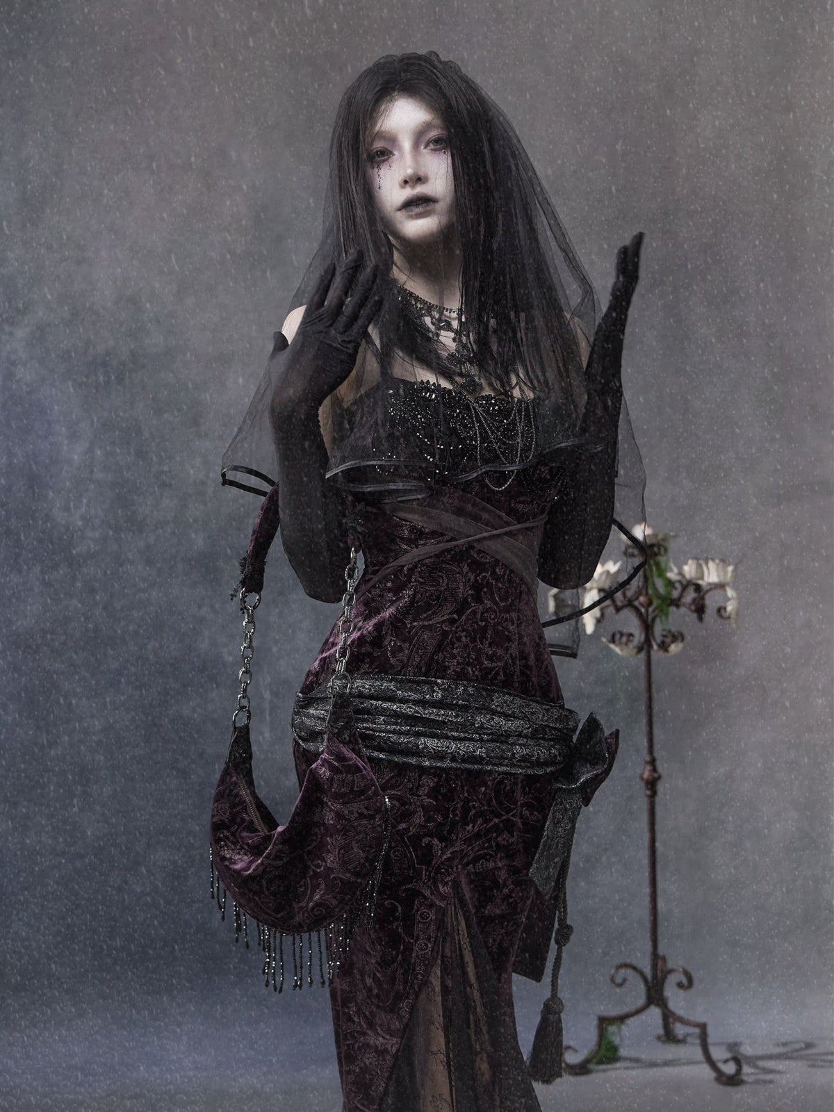 Legacy of the Departed Gothic Dark Spectral Train Slip Dress - LolitaEra