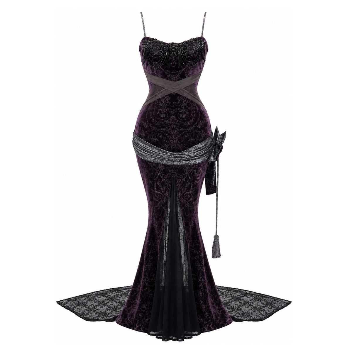 Legacy of the Departed Gothic Dark Spectral Train Slip Dress - LolitaEra