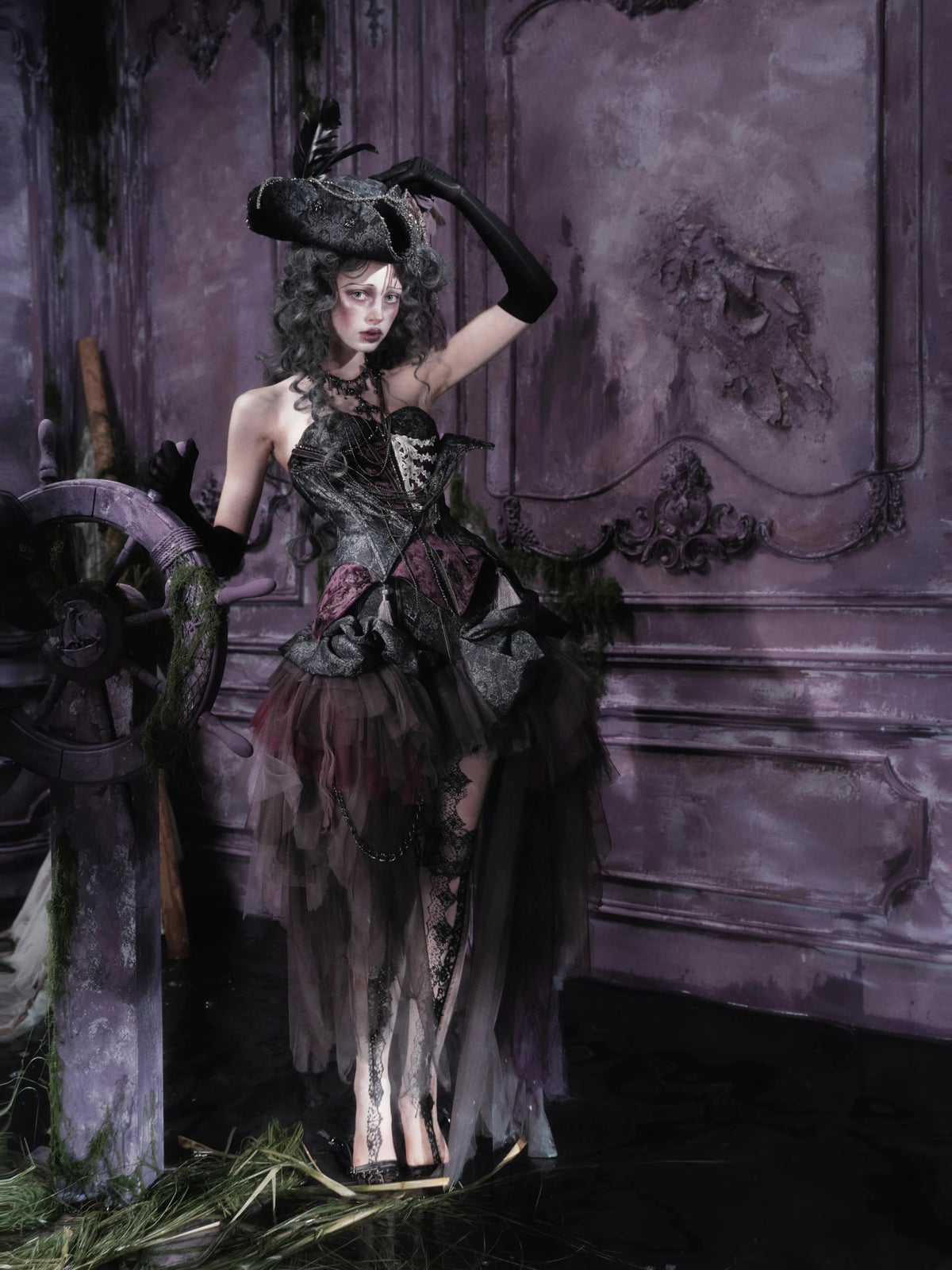 Legacy of the Departed Gothic Dark Spectral Tulle Midi Skirt - LolitaEra
