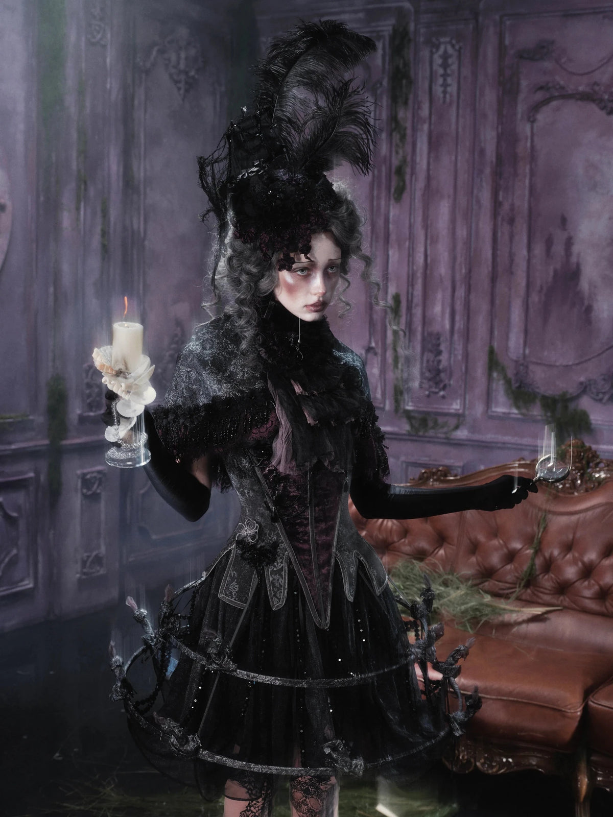 Legacy of the Departed Gothic Dark Spirit-Guiding Lantern Evening Skirt - LolitaEra