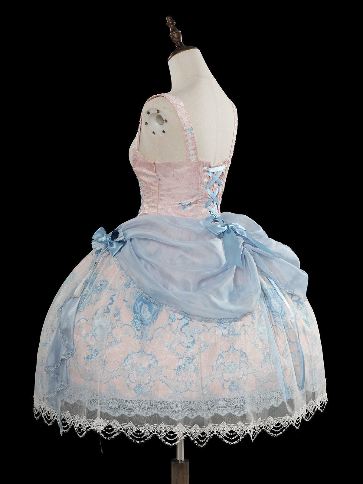 Ling Long Ci Blue Porcelain Gothic Lolita Accessories BNT Brooch Headveil Curtain - LolitaEra