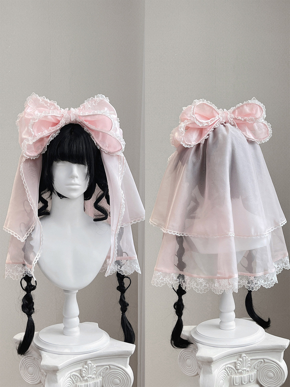 Ling Long Ci Blue Porcelain Gothic Lolita Accessories BNT Brooch Headveil Curtain - LolitaEra