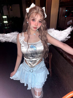 Little Angel Wing Printed Tank Top - LolitaEraWhiteSLittle Angel Wing Printed Tank Top