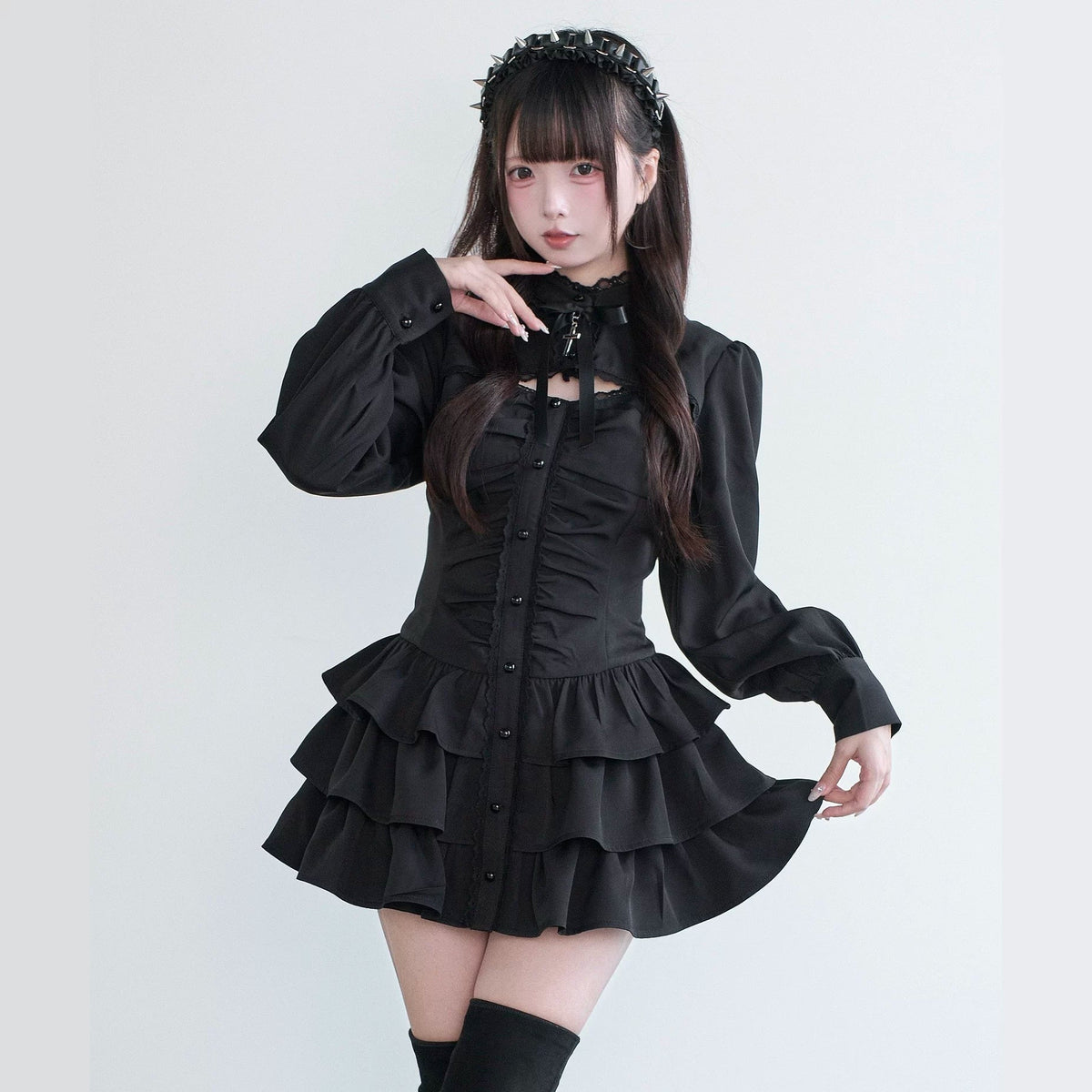 Little Goth Original Japanese Style Subculture Mass Produced Bow Dress - LolitaEra