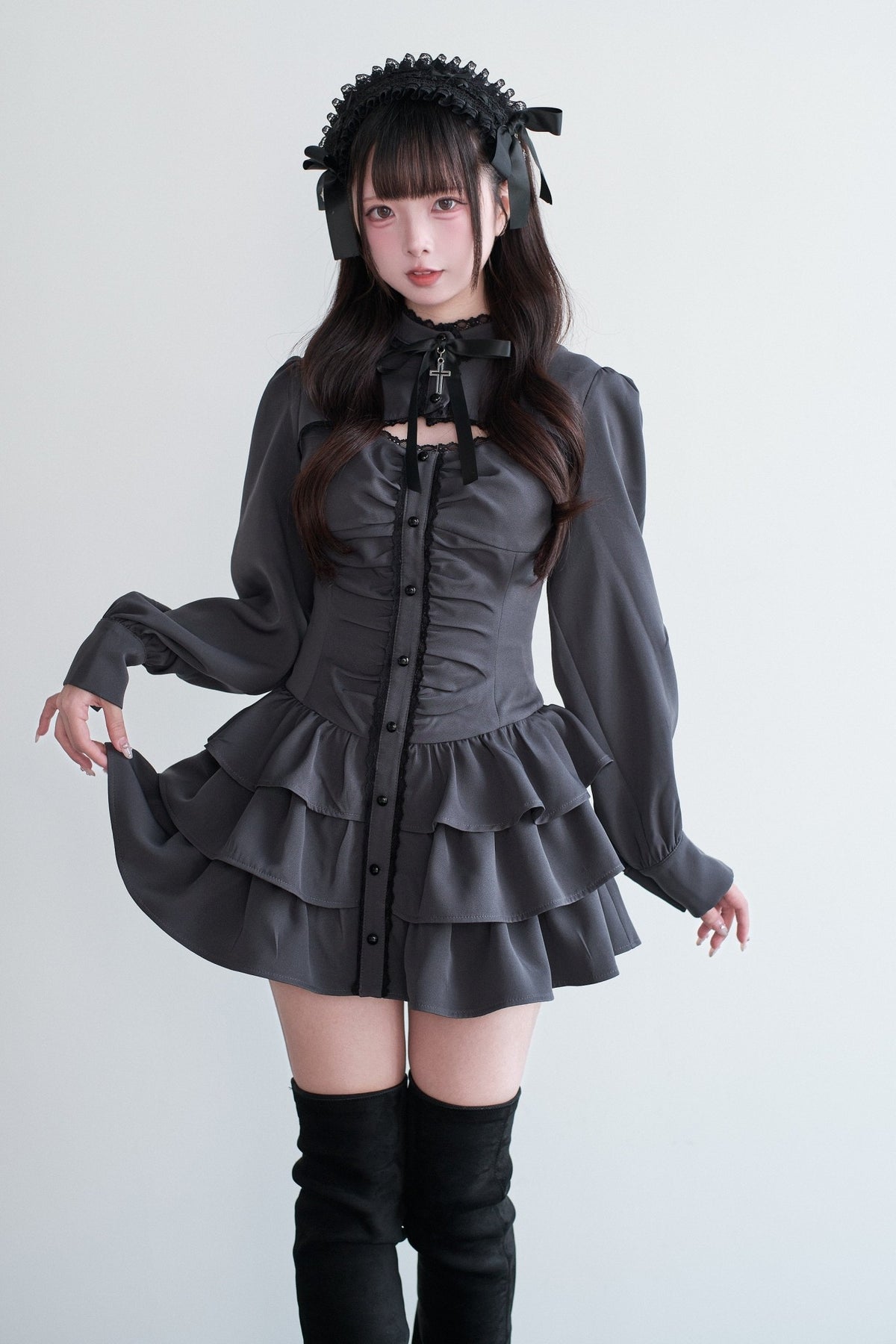 Little Goth Original Japanese Style Subculture Mass Produced Bow Dress - LolitaEra