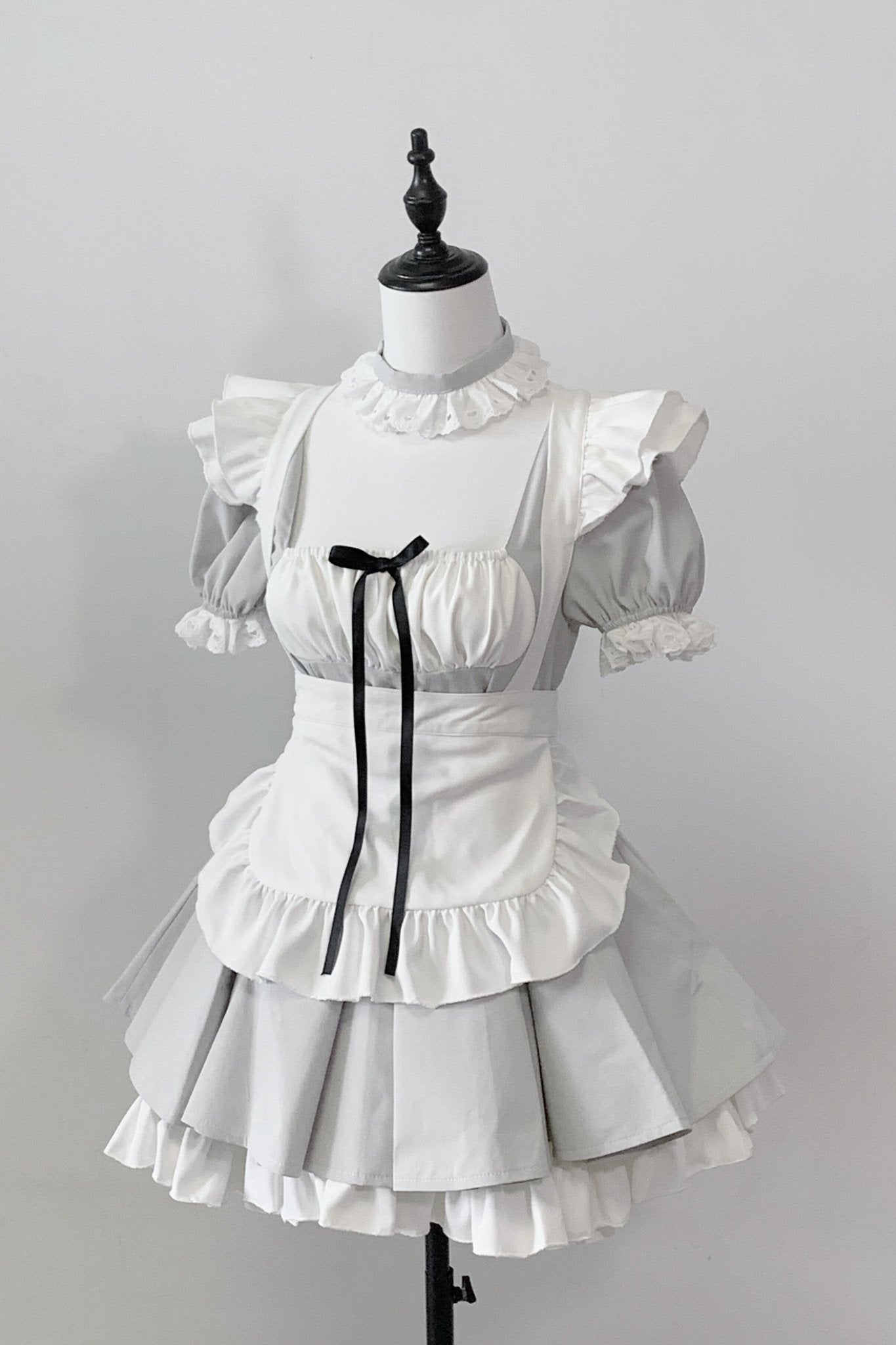 Little Maid Cute Maid Style Anime Aesthetic Dress - LolitaEraGrey Dress + ApronSLittle Maid Cute Maid Style Anime Aesthetic Dress