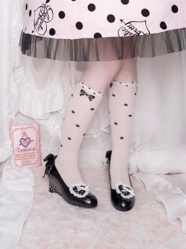 Little Snack Vintage‑Style Polka‑Dot Sweet Lolita Wedge‑Heel Shoes - LolitaEra