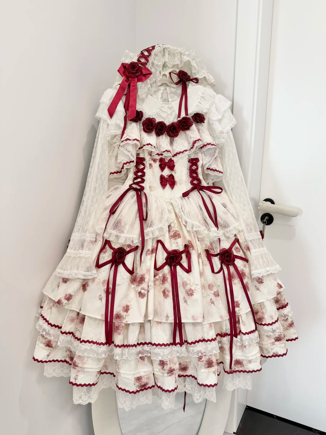 Crimson Love Letter Puff Lolita Dress Set