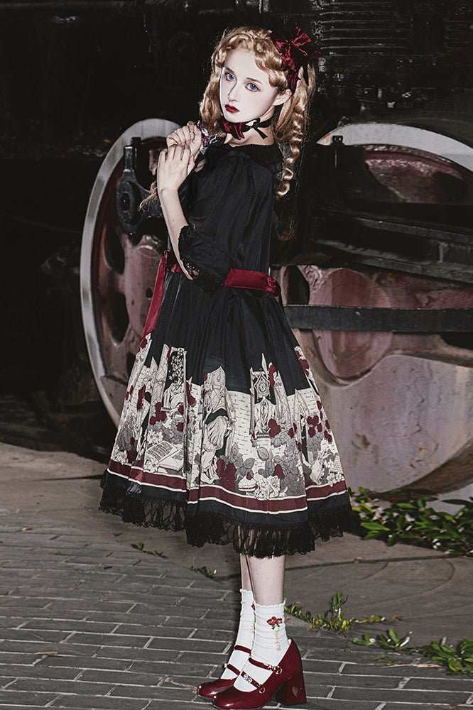 Lolita Asylum Alice OP Dress 1212 - LolitaEraShort SleevesSLolita Asylum Alice OP Dress 1212