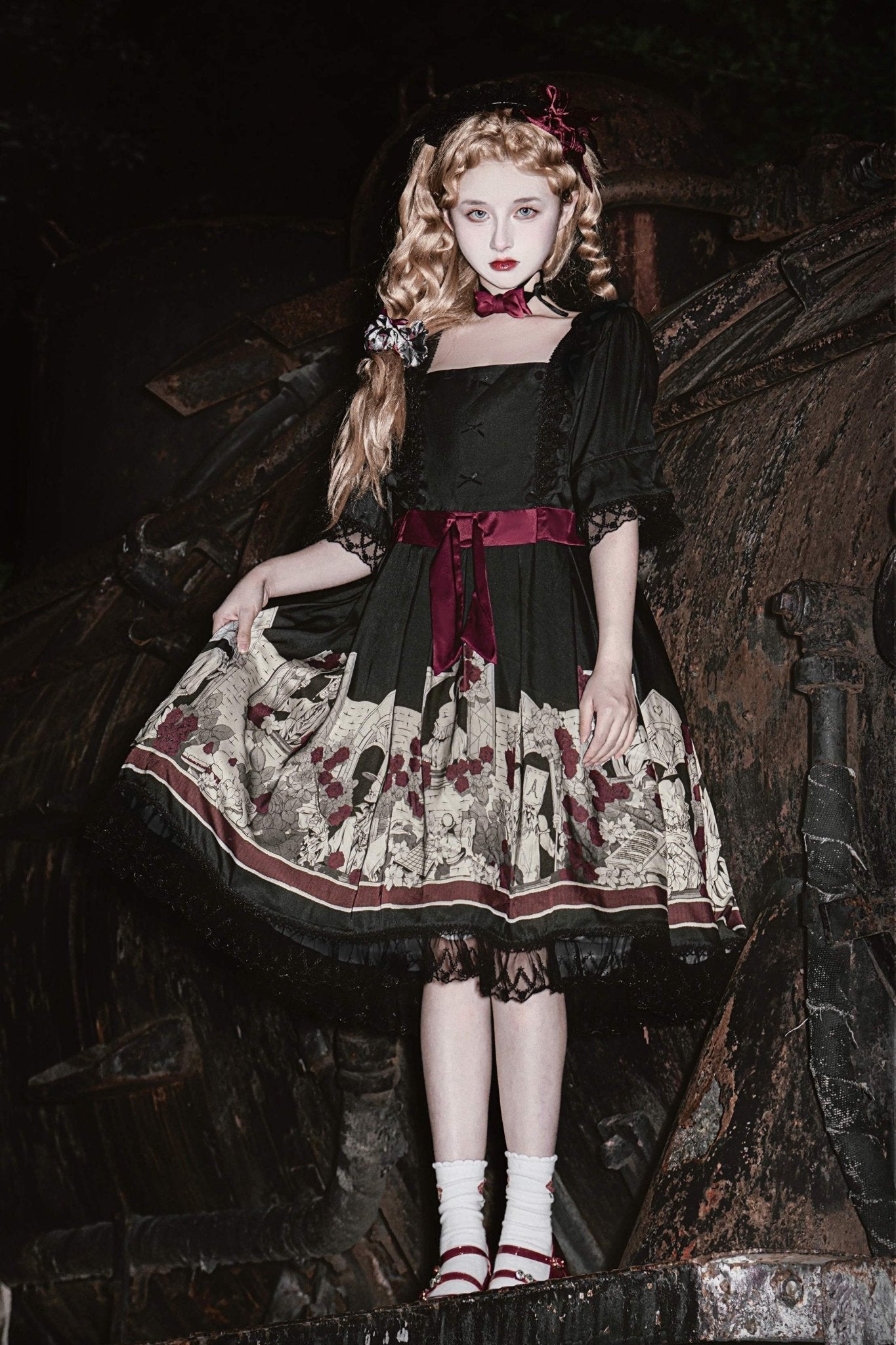 Lolita Asylum Alice OP Dress 1212 - LolitaEraShort SleevesSLolita Asylum Alice OP Dress 1212