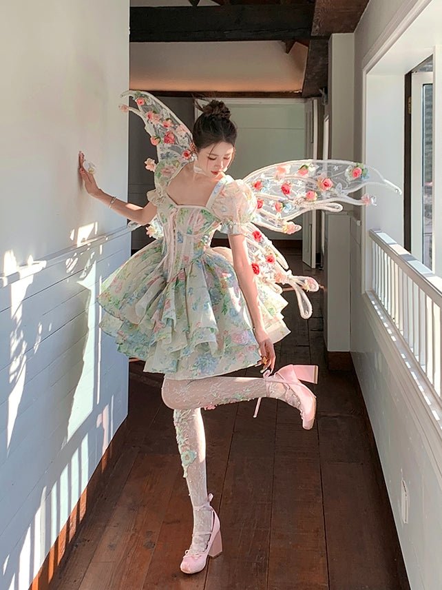 Lolita Ballet Flower Lace Over - Knee Socks - LolitaEraWhiteLolita Ballet Flower Lace Over - Knee Socks