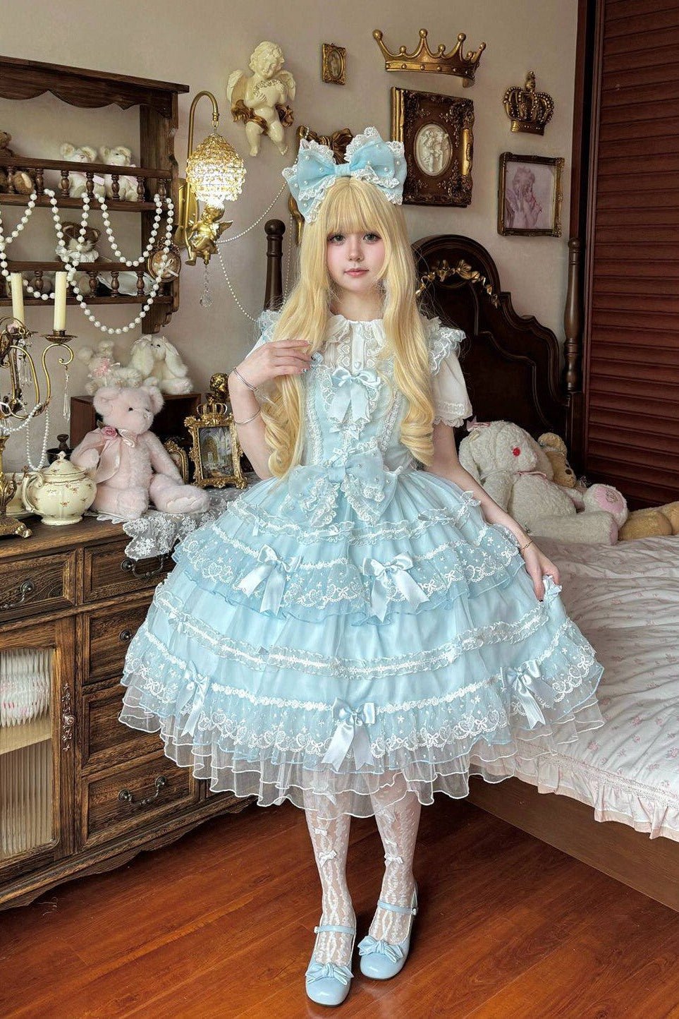 Lolita Ballet Sweet Light Blue JSK Dress - LolitaEraBlue SetSLolita Ballet Sweet Light Blue JSK Dress