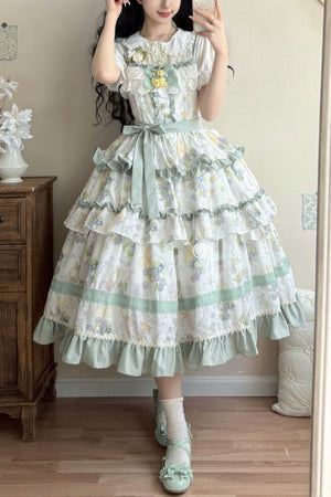 Lolita Blueberry Print Voluminous JSK - LolitaEraGreen JSKSLolita Blueberry Print Voluminous JSK
