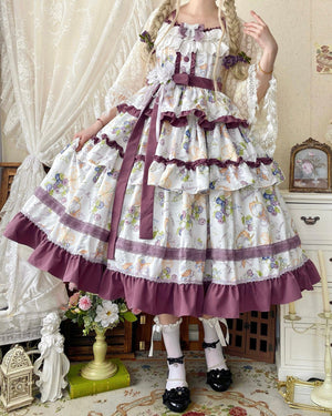 Lolita Blueberry Print Voluminous JSK - LolitaEraPurple JSKSLolita Blueberry Print Voluminous JSK