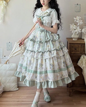 Lolita Blueberry Print Voluminous JSK - LolitaEraGreen JSKSLolita Blueberry Print Voluminous JSK