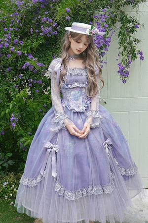 Lolita Classic Purple Violet Boned OP Dress - LolitaEraSix - Piece SetSLolita Classic Purple Violet Boned OP Dress