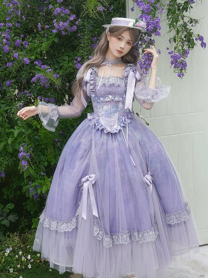 Lolita Classic Purple Violet Boned OP Dress - LolitaEra