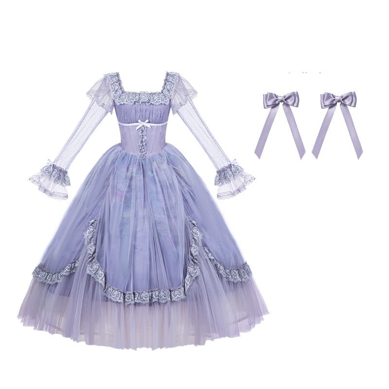 Lolita Classic Purple Violet Boned OP Dress - LolitaEraSix - Piece SetSLolita Classic Purple Violet Boned OP Dress