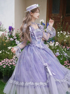 Lolita Classic Purple Violet Boned OP Dress - LolitaEraSix - Piece SetSLolita Classic Purple Violet Boned OP Dress