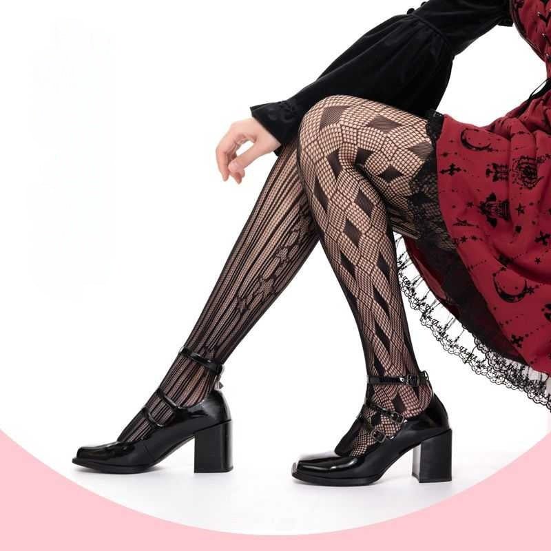 Lolita Gothic Asymmetrical Punk Fishnet Socks - LolitaEraBlackOne sizeLolita Gothic Asymmetrical Punk Fishnet Socks