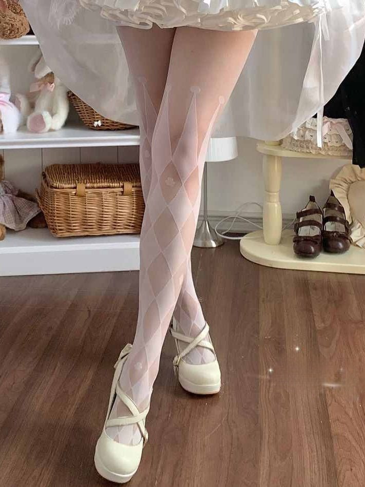 Lolita Gothic Circus Print Ultra-Sheer Tights - LolitaEra
