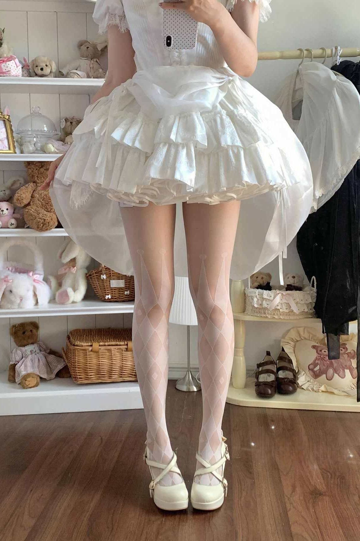 Lolita Gothic Circus Print Ultra-Sheer Tights - LolitaEra