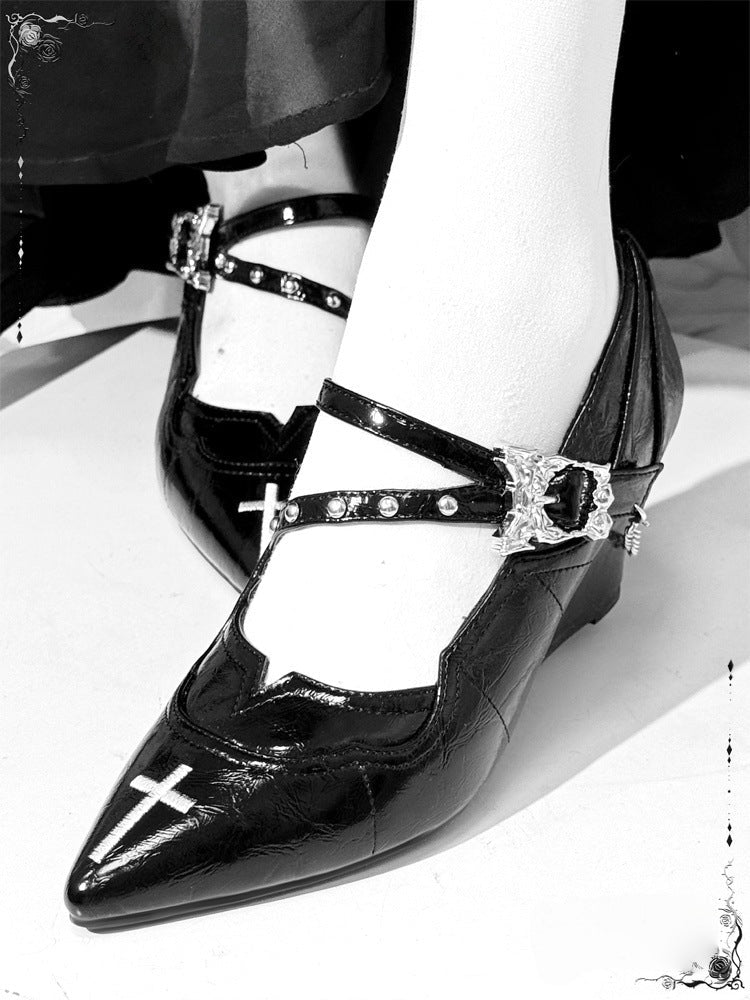 Lolita Gothic Cross Heels LE5030 - LolitaEraBlack Set35Lolita Gothic Cross Heels LE5030