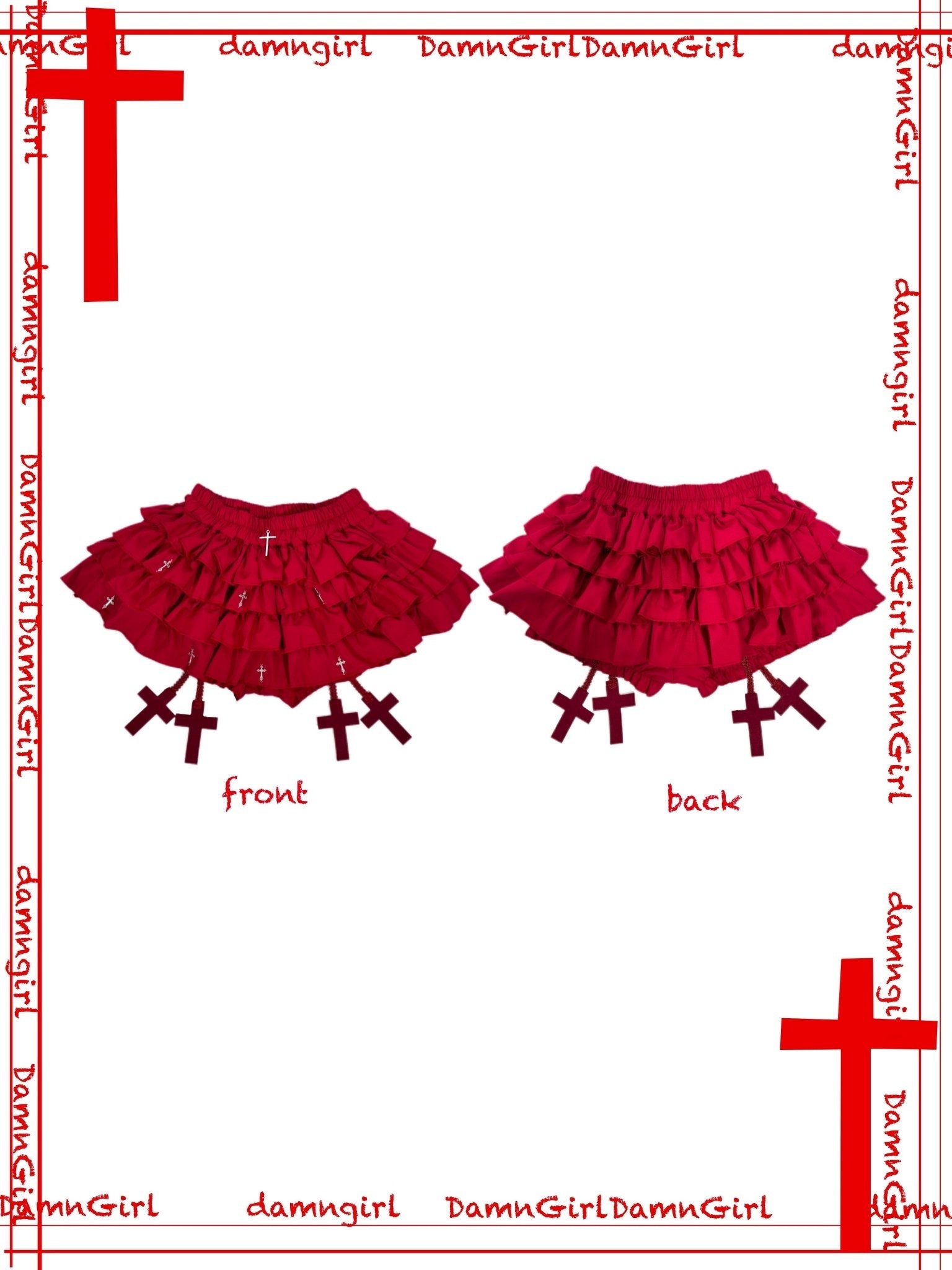 Lolita Gothic Cross Motif Turtleneck Red Blouse - LolitaEraSkirtLolita Gothic Cross Motif Turtleneck Red Blouse