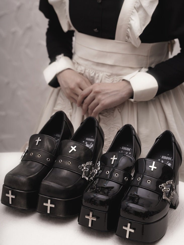 Lolita Gothic Platform Uniform Shoes - LolitaEraBlack 13cm35Lolita Gothic Platform Uniform Shoes