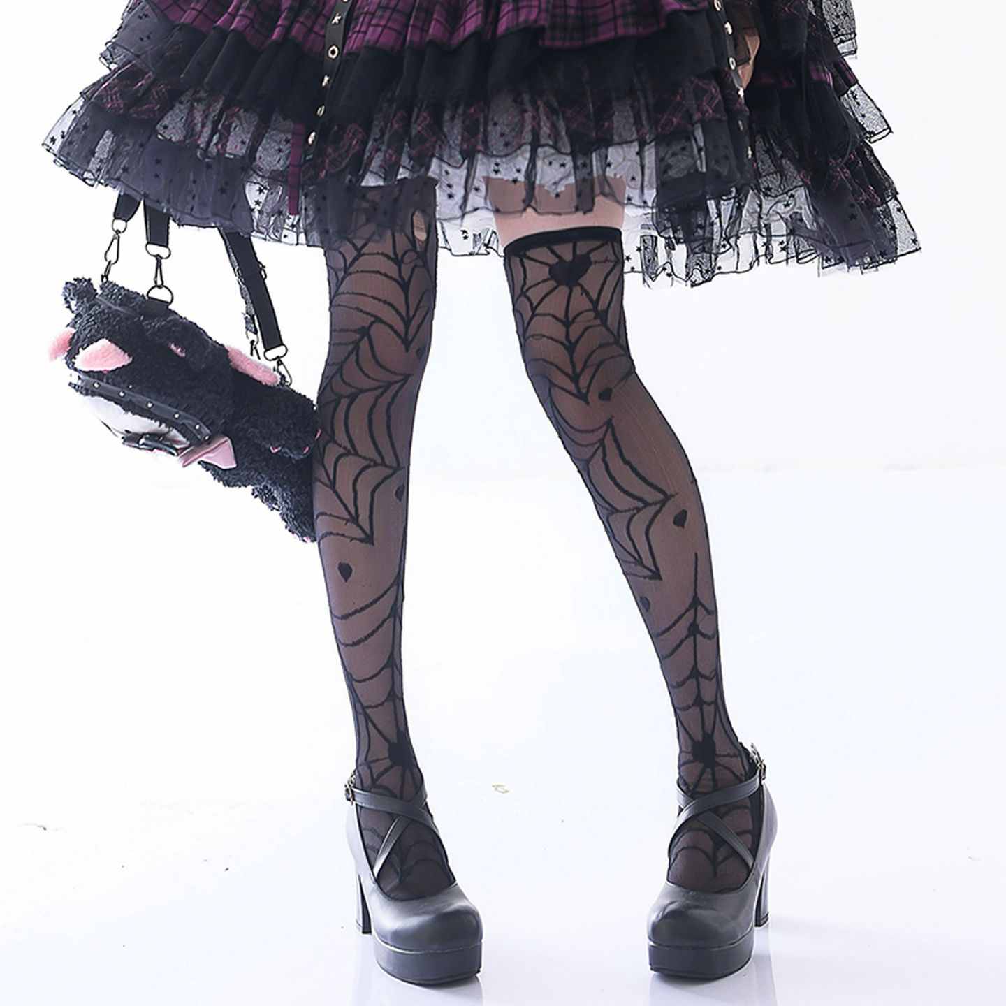 Lolita Gothic Spiderweb Print Halloween Tights - LolitaEraBlackOne sizeLolita Gothic Spiderweb Print Halloween Tights