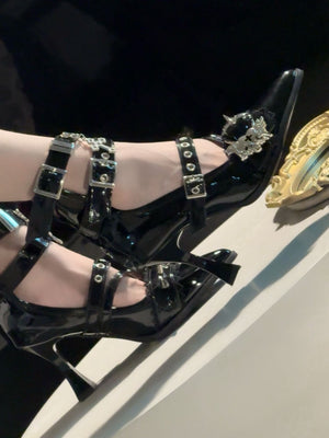 Lolita Gothic strappy Mid heels - LolitaEraRed36Lolita Gothic strappy Mid heels