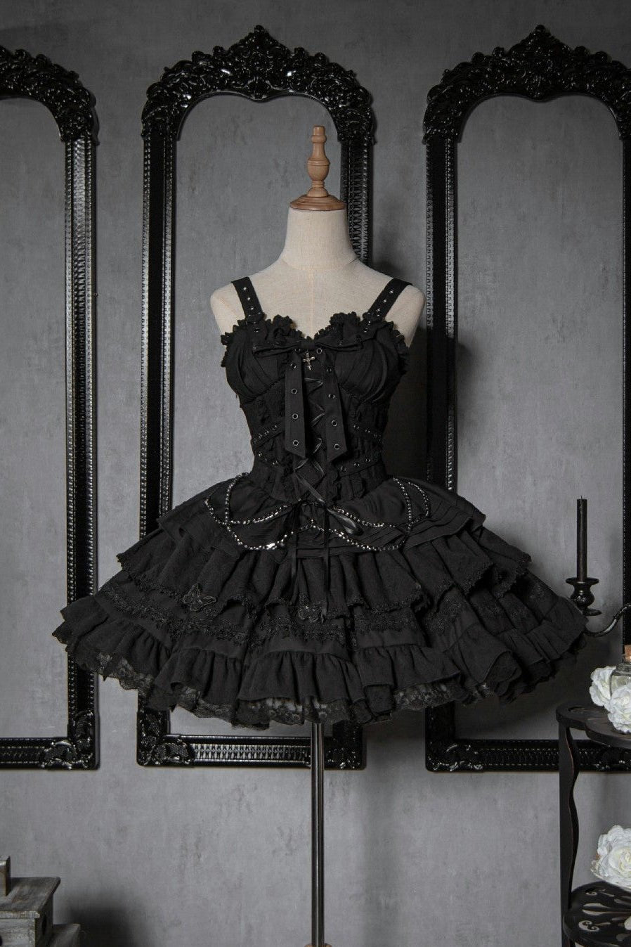 Lolita Gothic Sweet Short JSK Dress - LolitaEraBlack DressSLolita Gothic Sweet Short JSK Dress