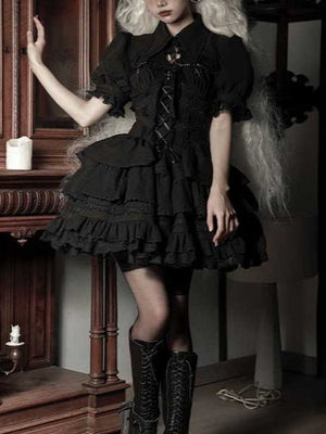 Lolita Gothic Sweet Short JSK Dress - LolitaEraBlack DressSLolita Gothic Sweet Short JSK Dress