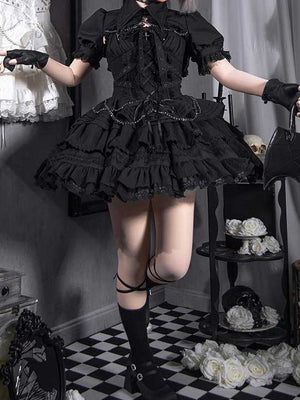 Lolita Gothic Sweet Short JSK Dress - LolitaEraBlack DressSLolita Gothic Sweet Short JSK Dress