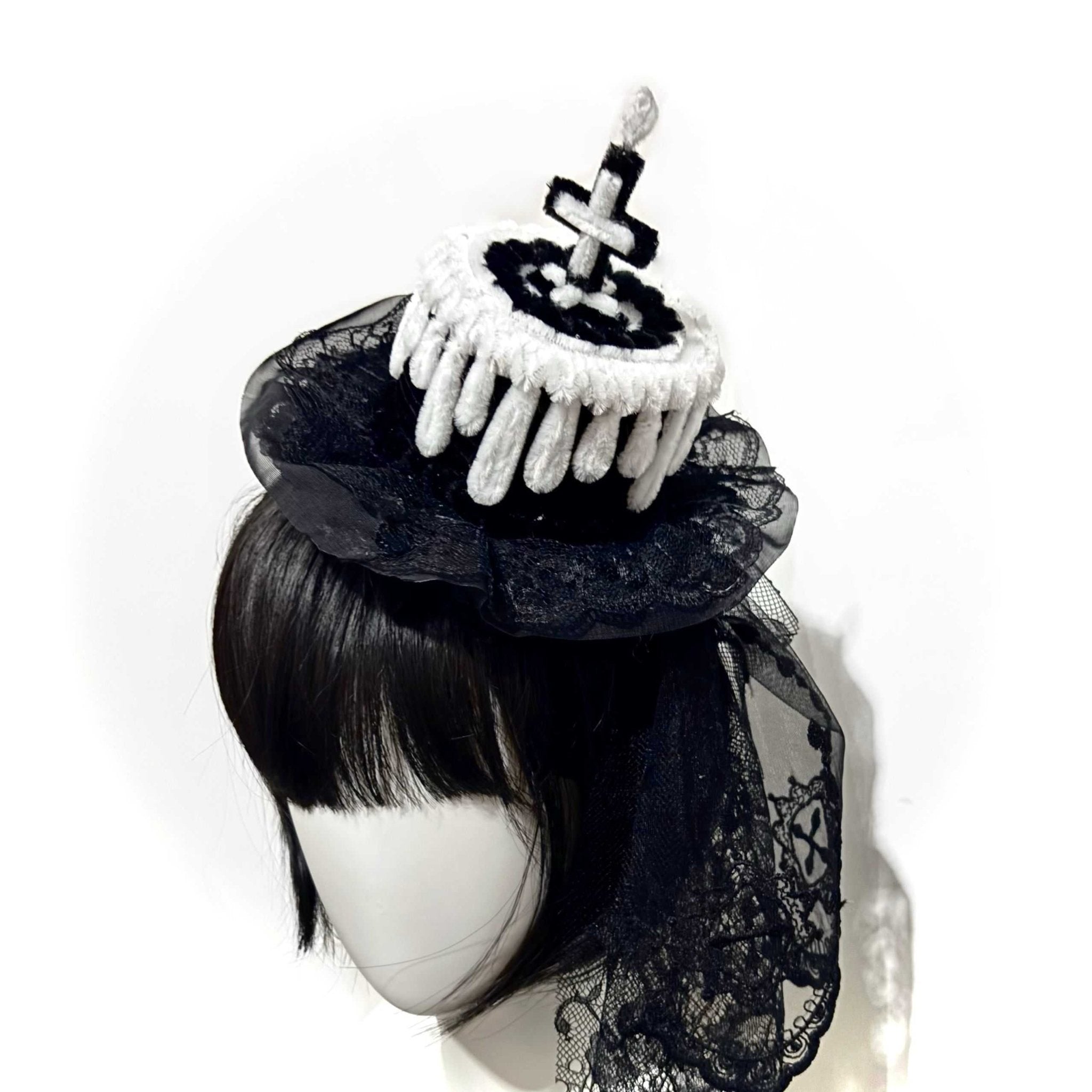 Lolita Handmade Dark Cake Mini Hat - LolitaEra4Lolita Handmade Dark Cake Mini Hat